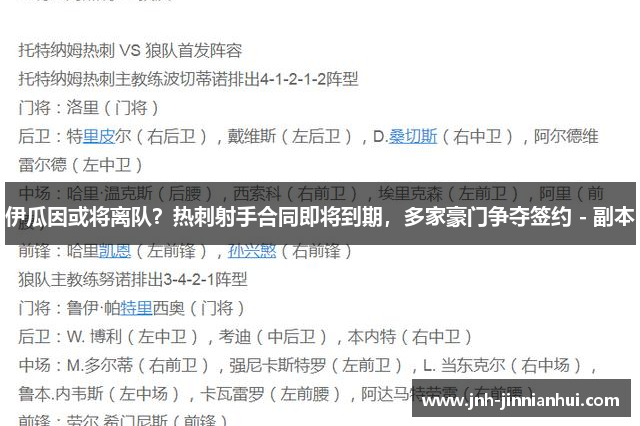 伊瓜因或将离队？热刺射手合同即将到期，多家豪门争夺签约 - 副本